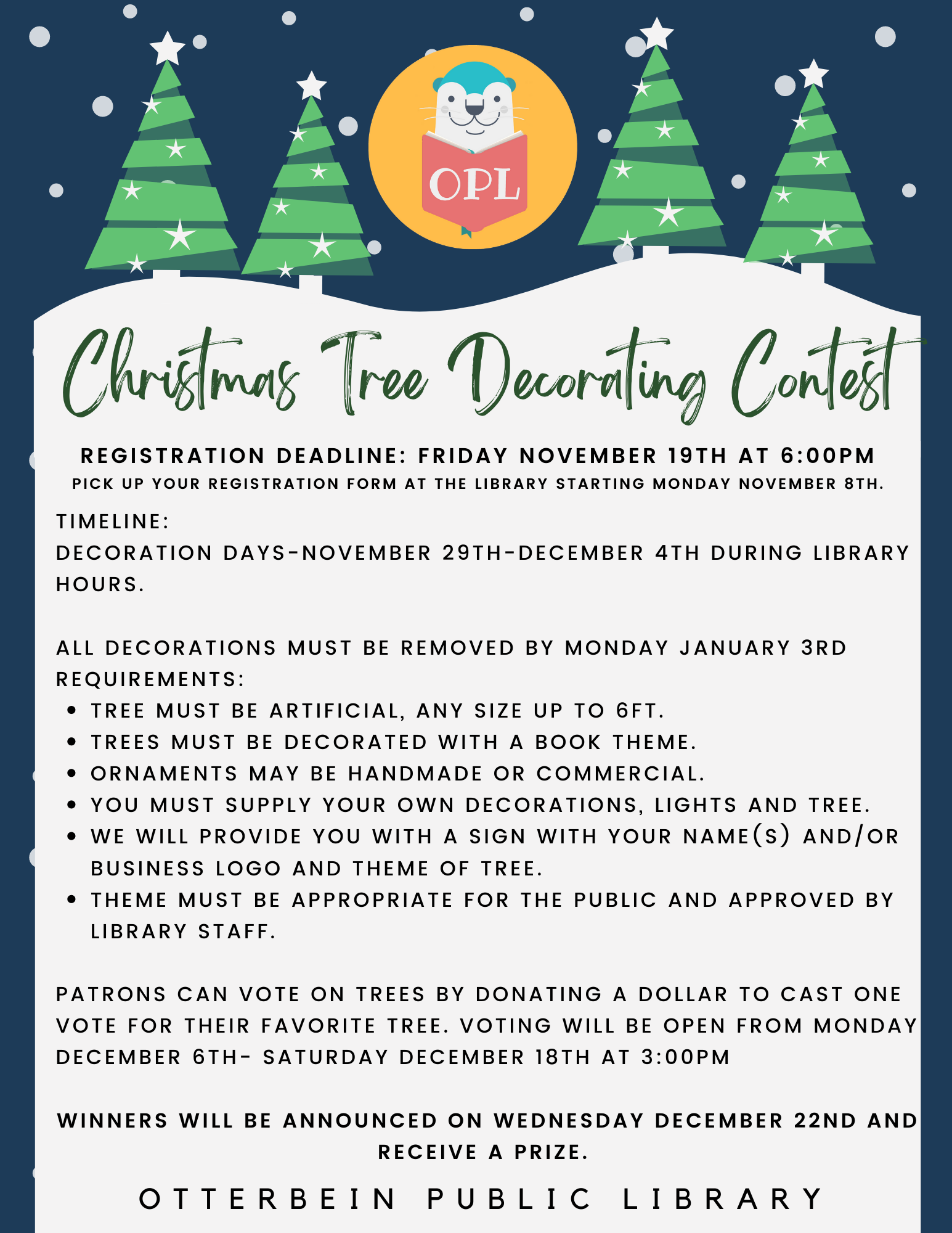 Christmas Tree Decorating Contest Otterbein Public Library